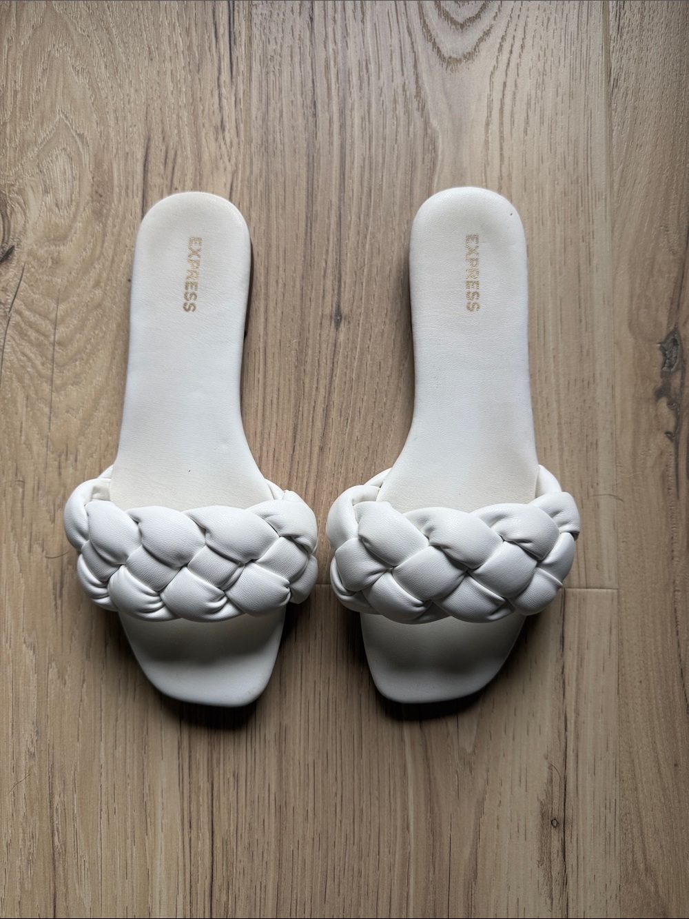 Express Braided Slide Mules in White